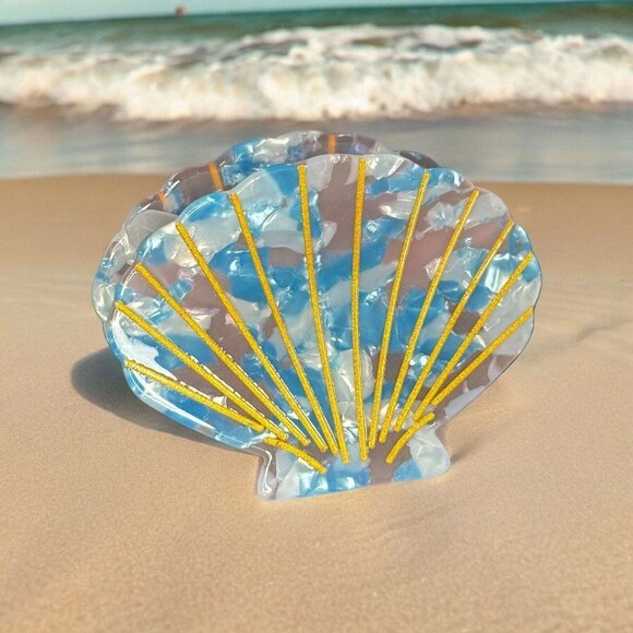 PEARLOID SUMMER SEASHELL CLAW CLIP (BLUE) - Picture 5 of 8